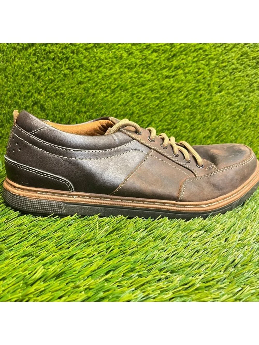 Florsheim Gridley Mens Size 9.5 Brown Leather Steel Toe Safety Work Oxford Shoes